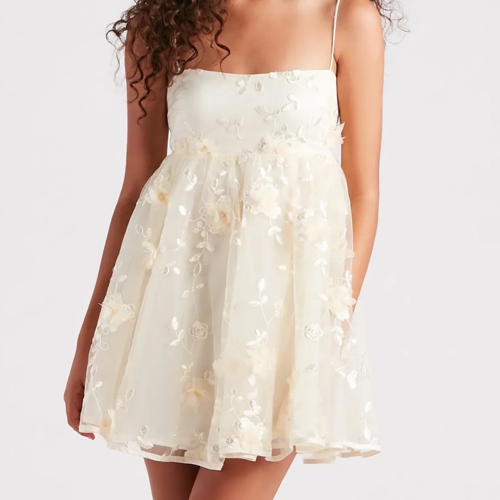 Cream Floral Babydoll Dress